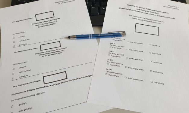Information zum Zwischenstand des Umlaufverfahrens in der Außerordentlichen Mitgliederversammlung