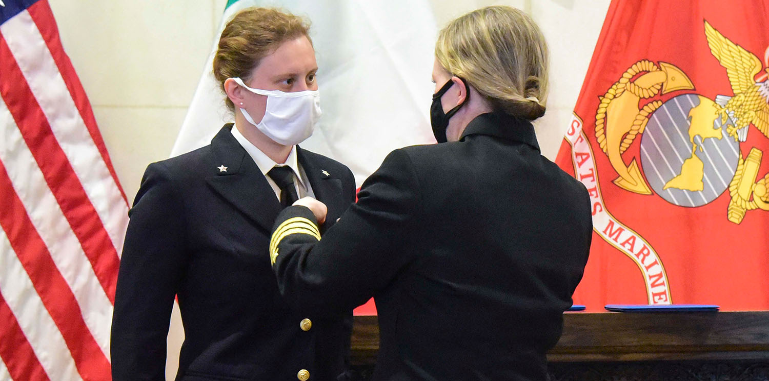 Ensign Erika Raballo receives the Wings of Gold