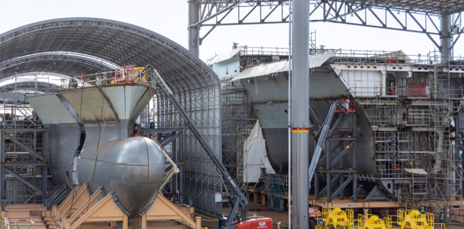 Bugsektionen auf der Werft