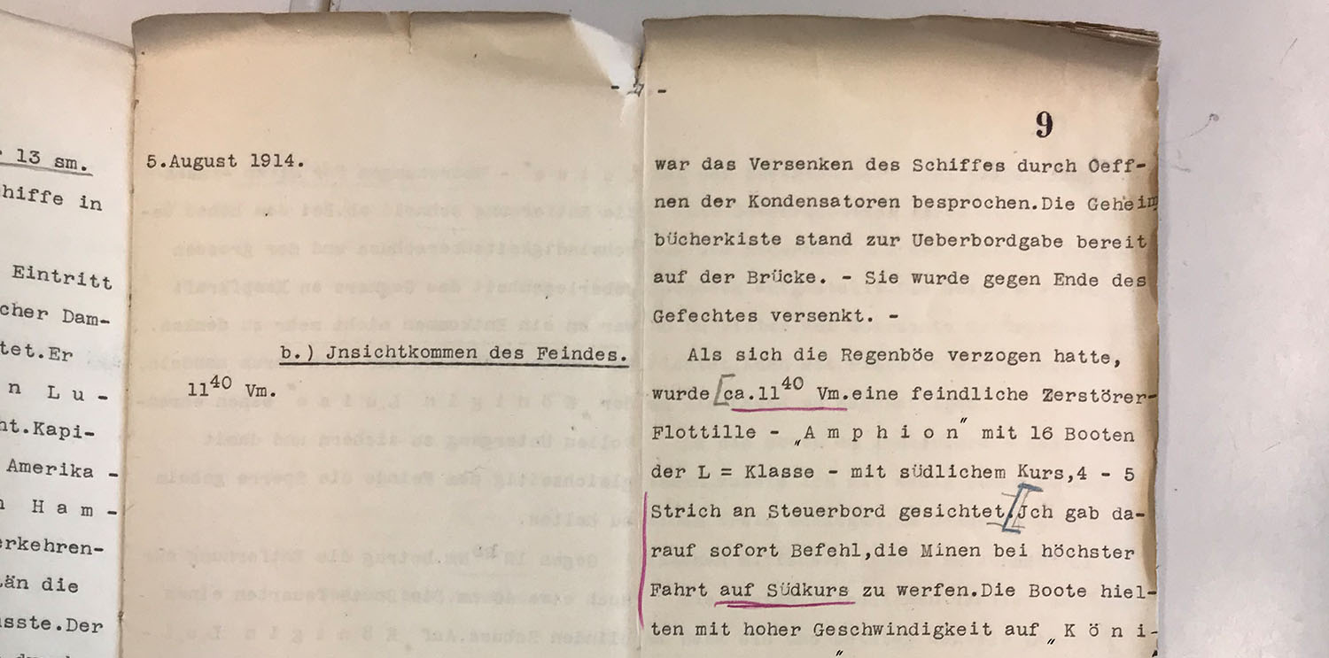 Bericht über das Legen einer Sperre im Ersten Weltkrieg