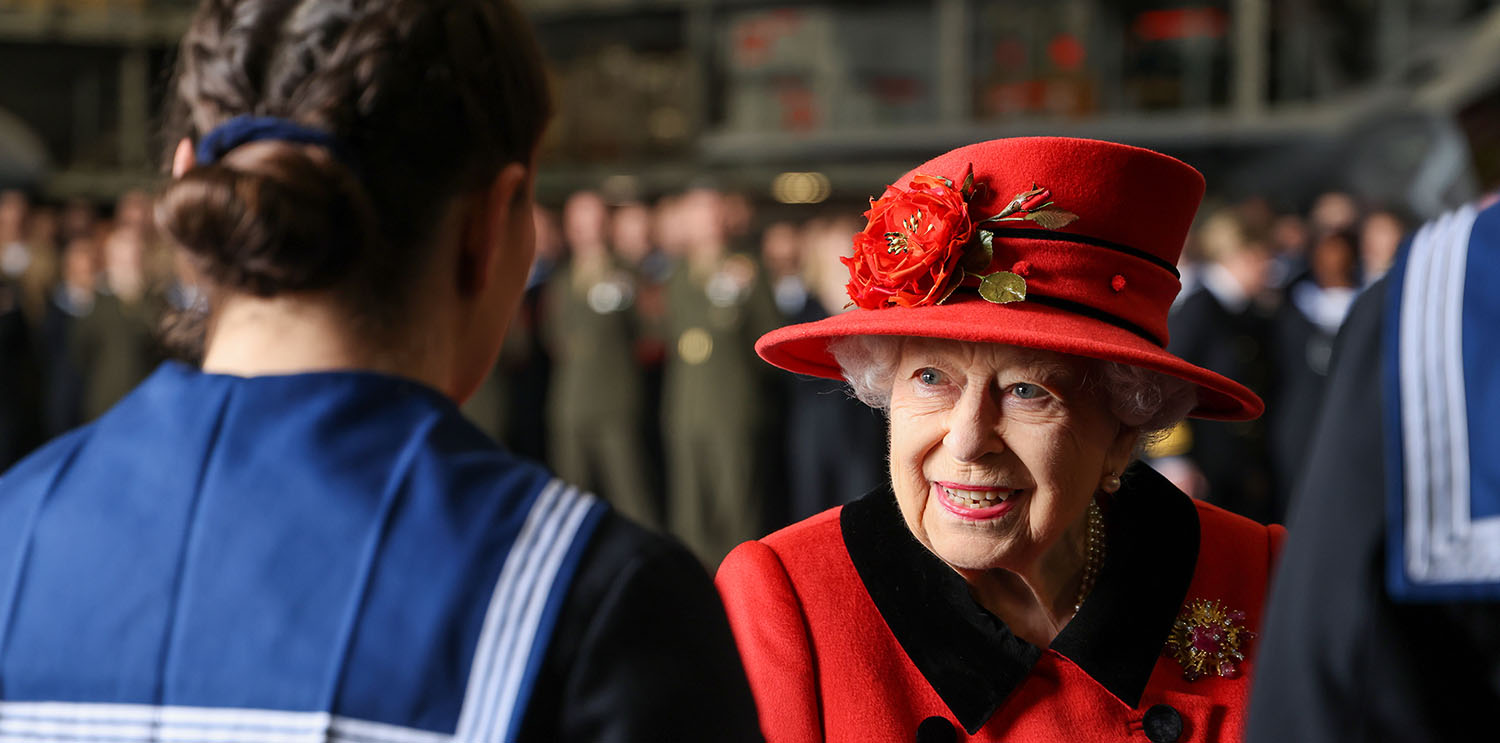 Queen Elizabeth II on board the Queen Elizabeth