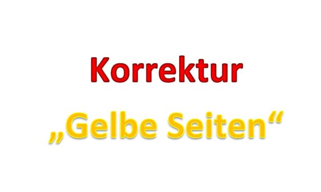 Korrektur der Überschrift in den "Gelben Seiten"