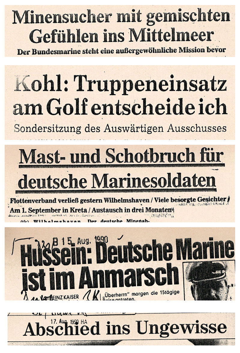 Die Zeitungsmeldungen des Jahres 1990 zeugten von Zweifeln, Unsicherheit und der Furcht vor einem Kampfeinsatz