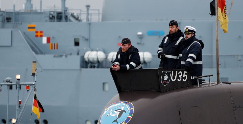 The submarine "U 35" under the command of corvette captain Oliver Brux (34) returned from the EU mission "Irini" at 10.00 a.m. on the dot. Photos: Marcel Kröncke