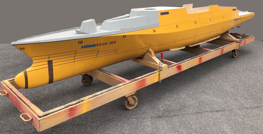 Modell der F 126 für die Seegangsversuche. Foto: BAAINBw/Patrick Janta