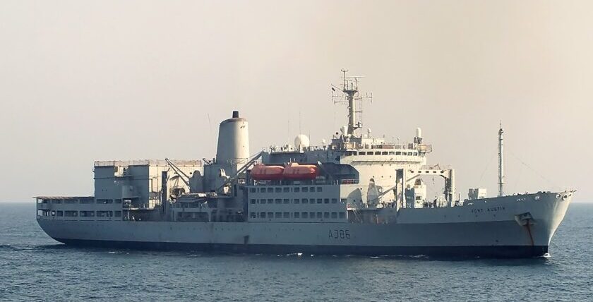 British naval supply ship Fort Austin before being sold to Egypt. Photo: German Navy