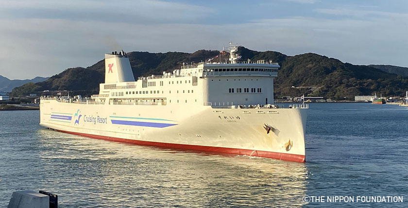 The SOLEIL ferry during a demonstration test for fully autonomous ship navigation systems. Photo: Courtesy of Mitsubishi Industries