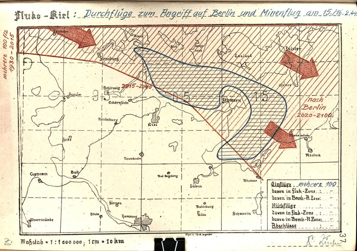Luftlage 15/16. Feb. 1944 (RL 14 169) und Auszug KTB LVK (RM45 I 175) Untersuchungsbericht