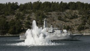 Minensucher der Koster- Klasse bei Erprobungen, Foto: Saab