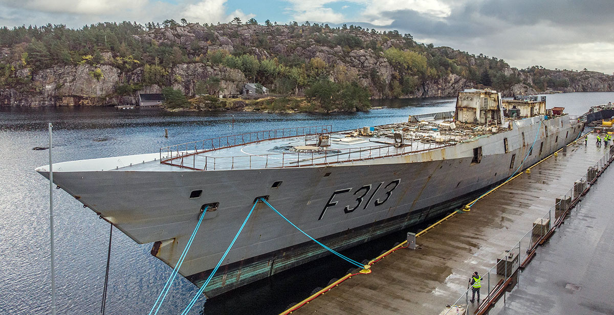Das zurückgebaute Schiff bietet einen traurigen Anblick, Foto: Norwegische Marine