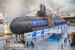 Das Typschiff der Dosan-Ahn-Changho-Klasse (KSS III) beim Stapellauf 2018, Foto: DSME