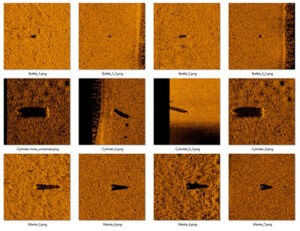 Beispielobjekte aus der Detektionmit Seitensichtsonar, Foto: Bw
