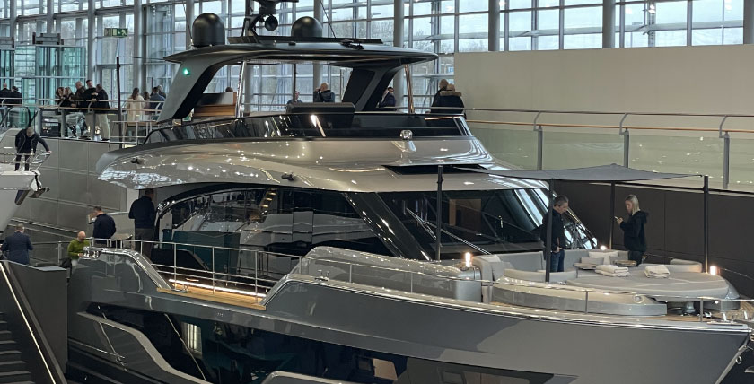 Sogar eine ganze Halle voll Superyachten auf der Boot in Düsseldorf, Foto: M. Veers