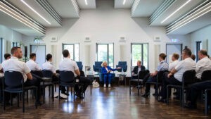 Austausch mit der Arbeitsebene: Die Wehrbeauftragte im Gespräch mit Soldatinnen und Soldaten des Marinekommandos, Foto:Bundeswehr/Kristina Kolodin