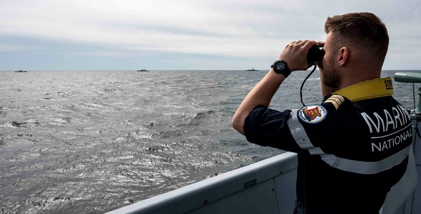 Parts of the ANAKONDA23 and AURORA23 exercise during a joint transit under enemy threat.