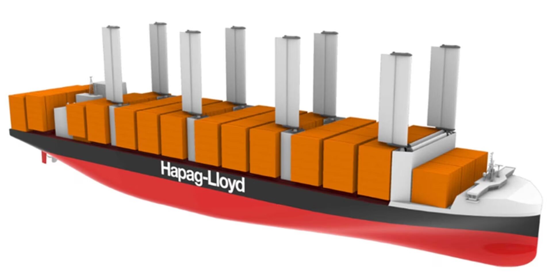 Concept design: Container ship with methanol engine and sail propulsion. Graphic: Hapag-Lloyd