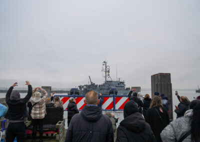 Am 10.01.24 lief das Minenjagdboot Grömitz, unter Führung von Kommandant, Fregattenkapitän Fischborn in Richtung Ägäis aus. Foto: Marcel Kröncke