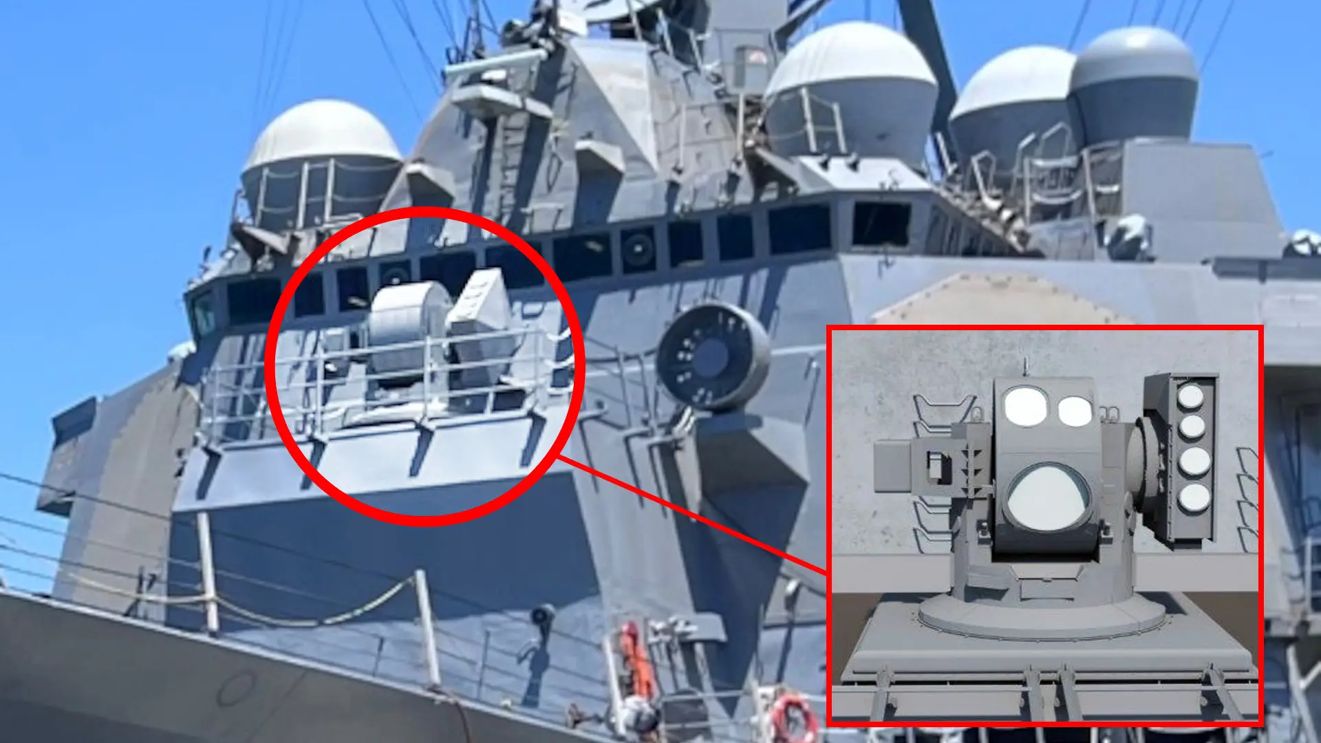 USS „Preble“ mit dem HELIOS-Laser. Foto: US-Navy