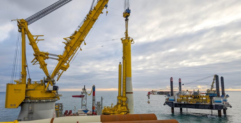 Fundamentinstallation im OWP Borkum Riffgrund 3. Foto: Ørsted
