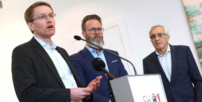 Wehrtechnik-Gipfel mit Ministerpräsident Daniel Günther und Wirtschaftsminister Claus Ruhe Madsen, Foto: Patrick Kraft