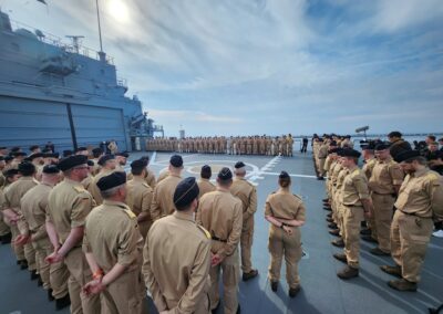 Auslaufmusterung an Bord "Frankfurt am Main". Foto: U. Mergener