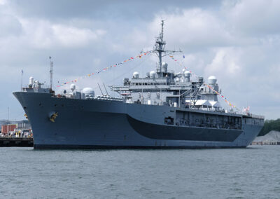 The flagship of the 6th U.S. Fleet USS "Mount Whitney",