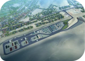 Entrance complex for administration and logistics. Graphic: Cosco