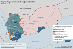 Political situation in Yemen (as of 2022). Source: Yemen Policy Centre and SWP