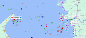 Anker-Reede vor dem Hafen von Skagen. Quelle: Marinetraffic