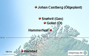 Übersicht norwegischer arktischer Energiefelder. Quelle: stepmap
