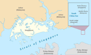 Straße von Singapur und die Inselgruppe Pedra Branca. Grafik: Wikimedia, Jappalang, Gemeinfrei