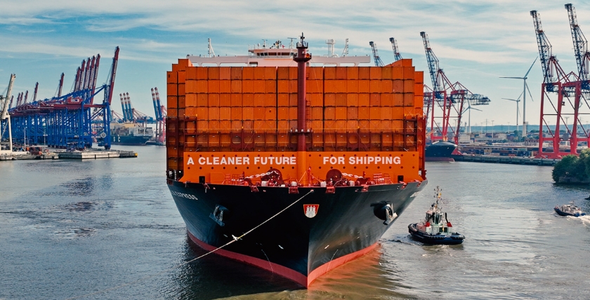 „Berlin-Express“ Richtung Heimathafen Burchardkai. Foto: HHM, Ahmadi