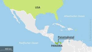 Lage des Panamakanals. Bild: Maptiller - OpenStreetmap