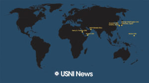 Einsatzorte der US-Carrier-Strike-Groups am 21.04.2025. Grafik: USNI News
