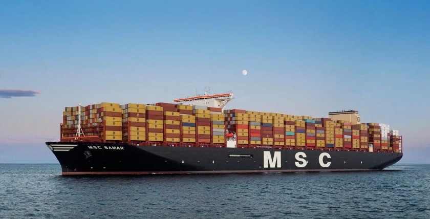 MSC SAMAR (400 Meter, Flagge Panama). Foto: MSC