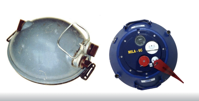 Links: BPM-Haftmine, rechts: Mila-Haftmine. Fotos: Cat-UXO und SAES