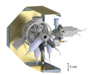 Sensorkopf eines Quanten-Inertialsensors, der derzeit am Institut für Quantenoptik der Universität Hannover gebaut wird, Foto: Gottfried Wilhelm Leibniz Universität Hannover/Matthias Gersemann