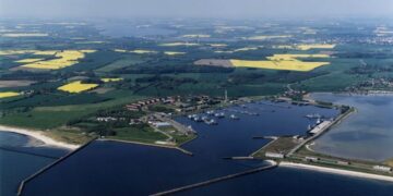 Aerial Hafen Kappeln - Olpenitz zwischen Ostsee und Schlei