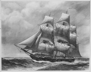 Binnen eines Jahres brachte die Slup Saratoga drei britische Kaperfahrer sowie vier bewaffnete Transportschiffe auf, Abbildung: Naval History and Heritage Command