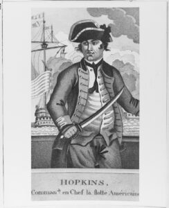 Commodore Esek Hoskins auf einem französischen Stich von 1777, Abbildung: Naval History and Heritage Command