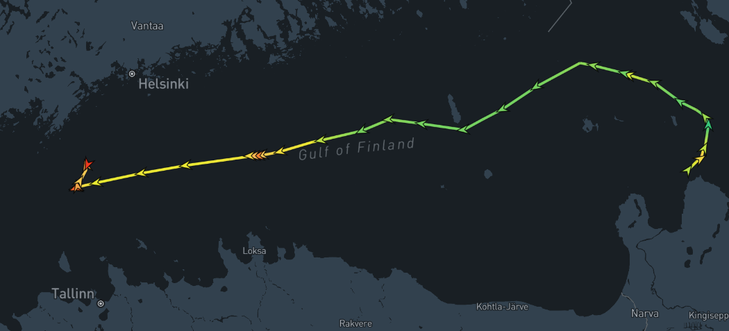 EAGLE S Route gemäß Marinetraffic. Bild: NotAGenious, CC BY-SA 4.0