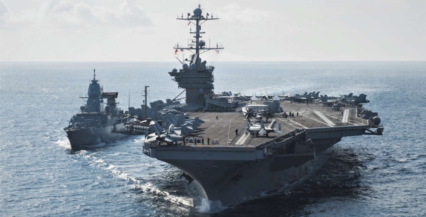 Die deutsche „Hessen“ und die amerikanische „Harry S. Truman“ im Nordatlantik. Bild: U.S. Navy/Scott Swofford