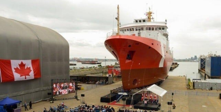 Kanadisches Küstenwachschiff beim Stapellauf. Bild: Kanadische-Küstenwache (CCG)