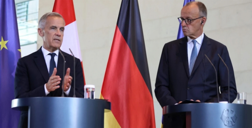 Pressekonferenz mit BK Merz und PM Carney nach der Unterzeichnung. Bild: Auswärtiges Amt